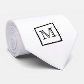 Uw brief. Aangepast monogram. Zwart en wit Stropdas (Opgerold)