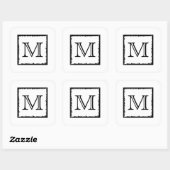 Uw brief. Aangepast monogram. Zwart en wit Vierkante Sticker (Vel)