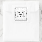 Uw brief. Aangepast monogram. Zwart en wit Vierkante Sticker (Tas)