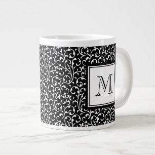 Uw brief. Aangepast monogram. Zwarte witte zwiren Grote Koffiekop