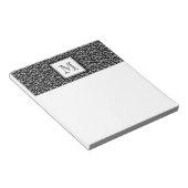 Uw brief. Aangepast monogram. Zwarte witte zwrille Notitieblok (Schuin)