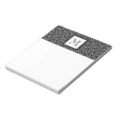 Uw brief. Aangepast monogram. Zwarte witte zwrille Notitieblok (Linkerzijde)