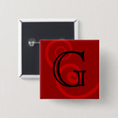Uw brief. Aangepast zwart Monogram. Vierkante Button 5,1 Cm (Voorkant /achterkant)