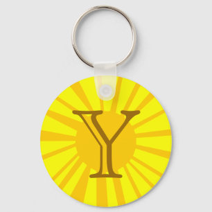 Uw brief. Custom Yellow Sun Ray Monogram. Sleutelhanger