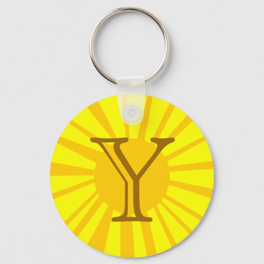 Uw brief. Custom Yellow Sun Ray Monogram. Sleutelhanger (Voorkant)