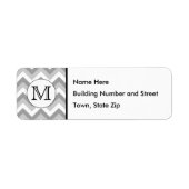 Uw brief. Gray Zigzag Pattern Monogram. Etiket (Voorkant)