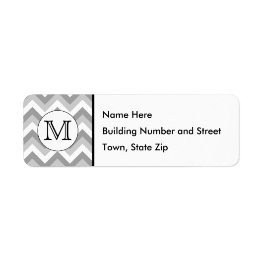 Uw brief. Gray Zigzag Pattern Monogram. Etiket (Voorkant)