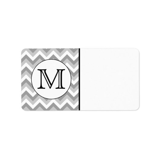 Uw brief. Gray Zigzag Pattern Monogram. Etiket (Voorkant)