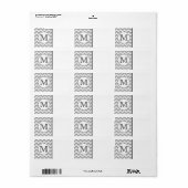 Uw brief. Gray Zigzag Pattern Monogram. Etiket (Full Sheet)