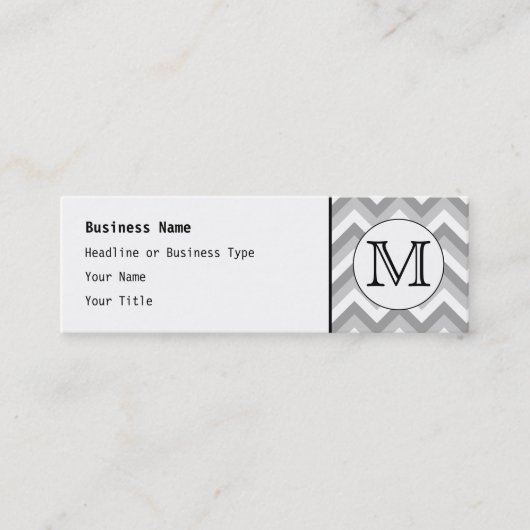 Uw brief. Gray Zigzag Pattern Monogram. Mini Visitekaartje (Voorkant)