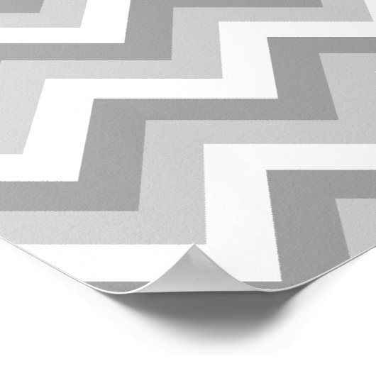 Uw brief. Gray Zigzag Pattern Monogram. Poster (Hoek)
