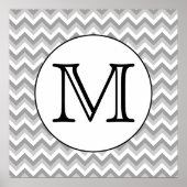 Uw brief. Gray Zigzag Pattern Monogram. Poster (Voorkant)