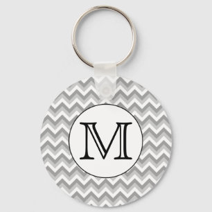 Uw brief. Gray Zigzag Pattern Monogram. Sleutelhanger