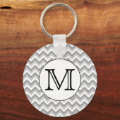 Uw brief. Gray Zigzag Pattern Monogram. Sleutelhanger (Voorkant)