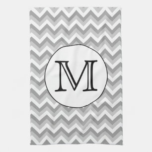 Uw brief. Gray Zigzag Pattern Monogram. Theedoek