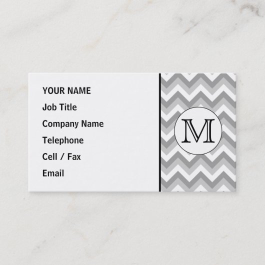 Uw brief. Gray Zigzag Pattern Monogram. Visitekaartje (Voorkant)