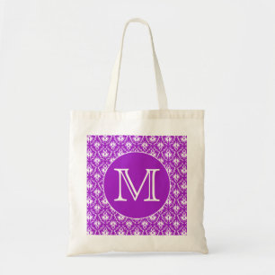 Uw brief. Paars en wit Damaspatroon. Tote Bag