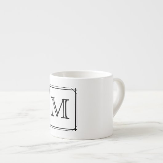 Uw brief. Zwart-wit monogram. Espresso Kop (Voorkant rechts)