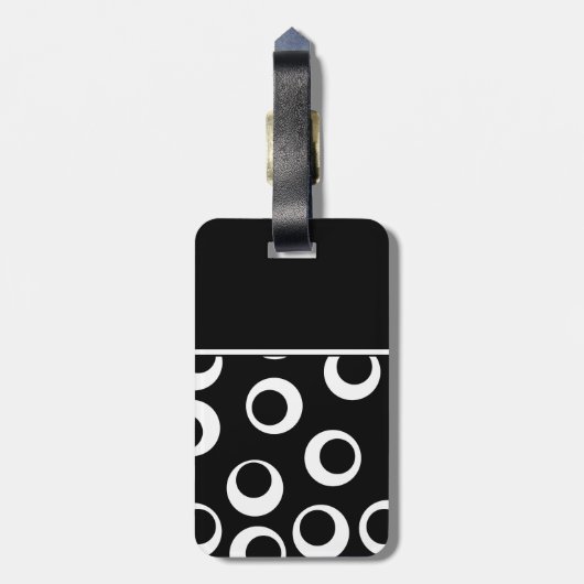 Uw brief. Zwart-wit monogram. Fun Pattern Bagagelabel (Achterkant verticaal)