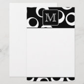 Uw brief. Zwart-wit monogram. Fun Pattern Briefpapier (Voorkant / Achterkant)