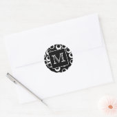 Uw brief. Zwart-wit monogram. Fun Pattern Ronde Sticker (Envelop)