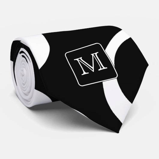 Uw brief. Zwart-wit monogram. Fun Pattern Stropdas (Opgerold)