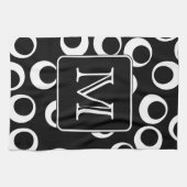 Uw brief. Zwart-wit monogram. Fun Pattern Theedoek (Horizontaal)