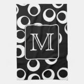 Uw brief. Zwart-wit monogram. Fun Pattern Theedoek (Verticaal)