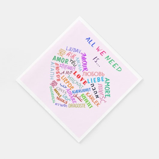 Uw bruiloft servetten met liefde tekst meertalig (Hoek)