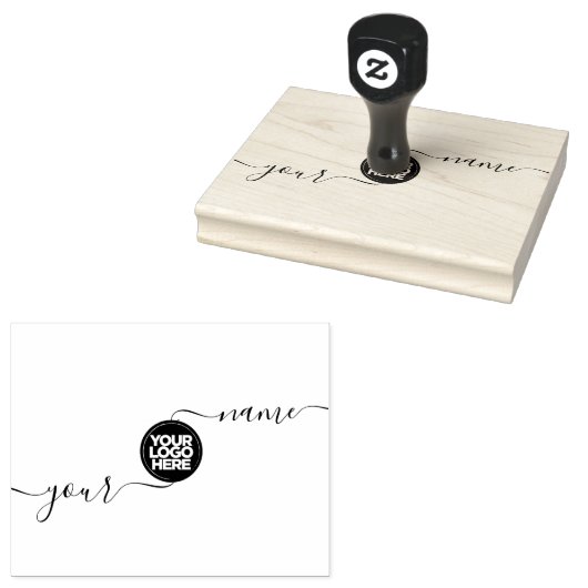 Uw Business Logo Aangepaste scripttekst Rubberstempel (Gestempeld)