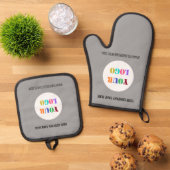 Uw Business Logo Aangepaste tekst en kleuren Ovenwant & Pannenlap Set (Top down)