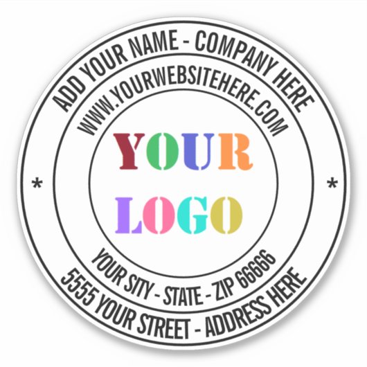 Uw Business Logo aangepaste tekst Sticker Sjabloon (Voorkant)
