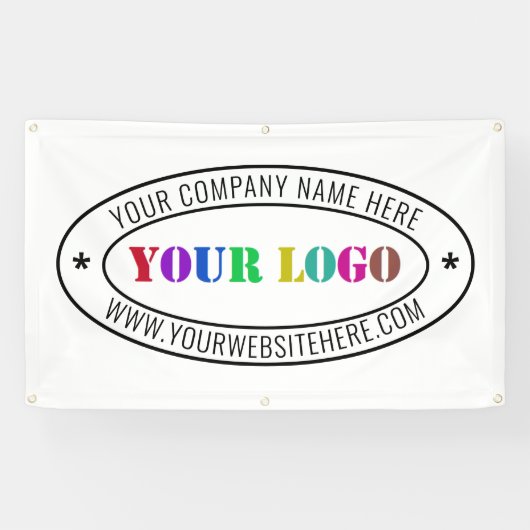 Uw Business Logo Aangepaste tekstreclamebanner Spandoek (Horizontaal)