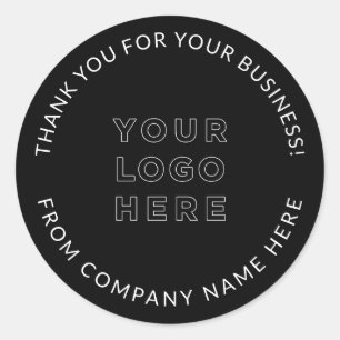 Uw Business Logo Custom Black Hartelijk dank Ronde Sticker