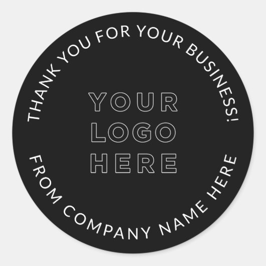 Uw Business Logo Custom Black Hartelijk dank Ronde Sticker (Voorkant)
