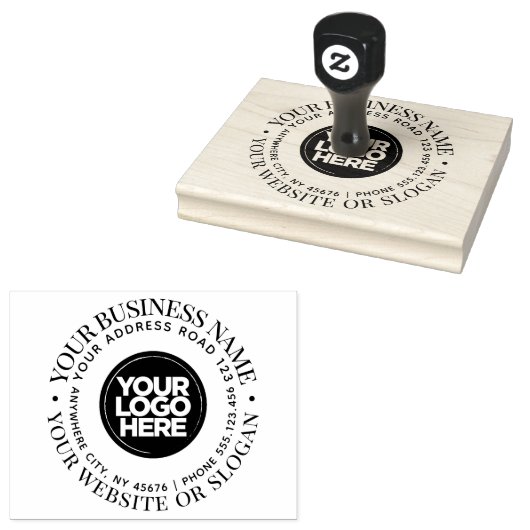 Uw Business Logo Custom Twee regels Ronde Tekst Rubberstempel (Gestempeld)