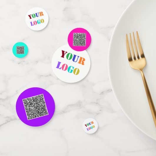 Uw Business Logo en QR Code Confetti Sjabloon (Groep)