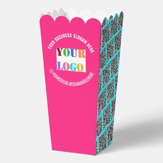 Uw Business Logo en QR Code Popcorn Box Voorbeeld Bedankdoosjes (Voorkant)