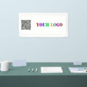 Uw Business Logo en QR Code Promotiebanner Spandoek (Beurs)