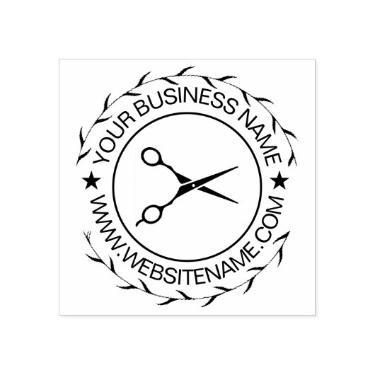 Uw Business Logo en Tekst Haarsalon Schaar Rubberstempel (Afrduk)