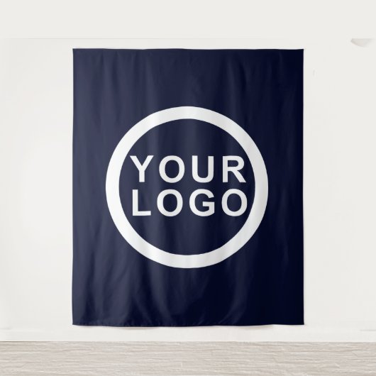 Uw Business Logo Event Modern Navy Blue Achtergron Wandkleed (Voorkant)