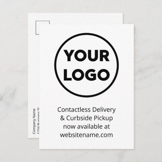 Uw Business Logo Levering en Curbside Pickup Aankondigingskaart (Voorkant / Achterkant)