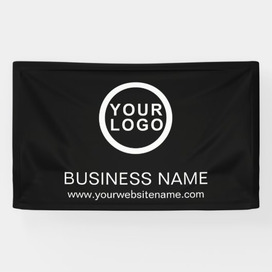 Uw Business Logo Merknaam Zwart Spandoek (Horizontaal)