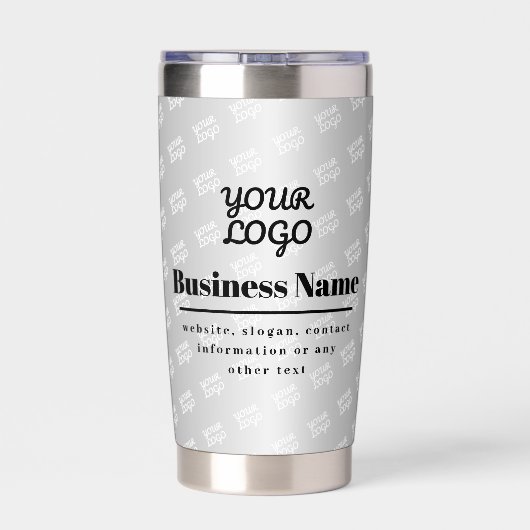 Uw Business Logo Pattern & Zwarte Tekst Geïsoleerde Drinkbeker (Achterkant)