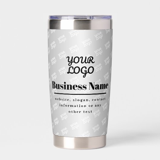 Uw Business Logo Pattern & Zwarte Tekst Geïsoleerde Drinkbeker (Voorkant)