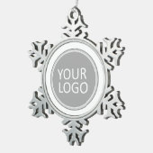 Uw Business Logo Promotion Business Company Tin Sneeuwvlok Ornament (Rechts)