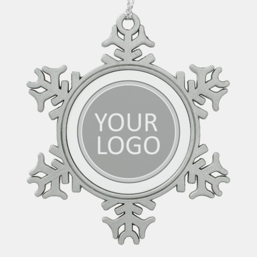 Uw Business Logo Promotion Business Company Tin Sneeuwvlok Ornament (Voorkant)