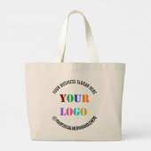 Uw Business Logo Promotion Social Media Handle Grote Tote Bag (Achterkant)