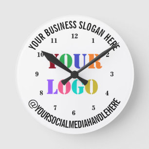 Uw Business Logo Promotion Social Media Handle Ronde Klok