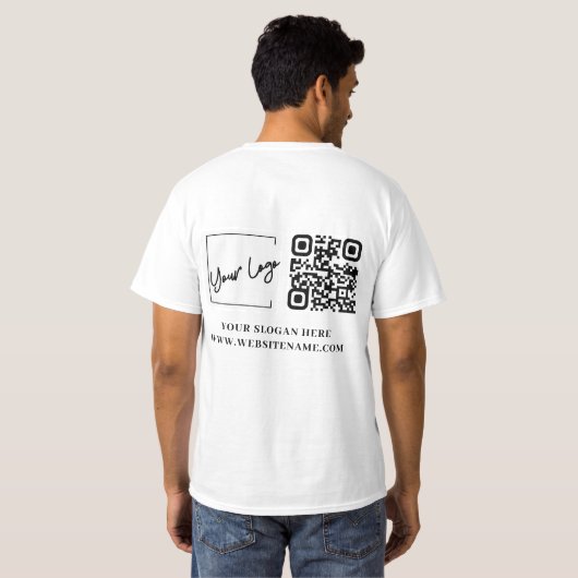 Uw Business Logo QR Code Custom T-shirt (Achterkant volledig)